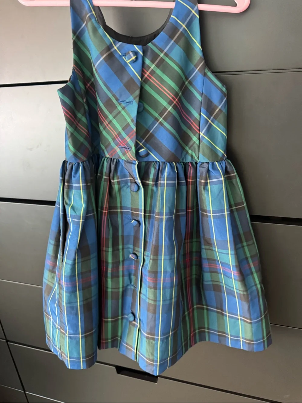 Polo by Ralph Lauren Blue & Green Plaid Girls Party Dress